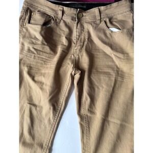 Nick Danger Mens Slim Fit Tan Khaki Pants Black Pocket Detail W32 L32